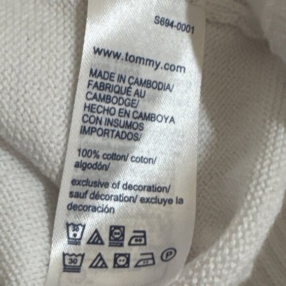 Tommy Hilfiger Men's L Crew Sweater White Cotton New with Small Flaw - Picture 10 of 12